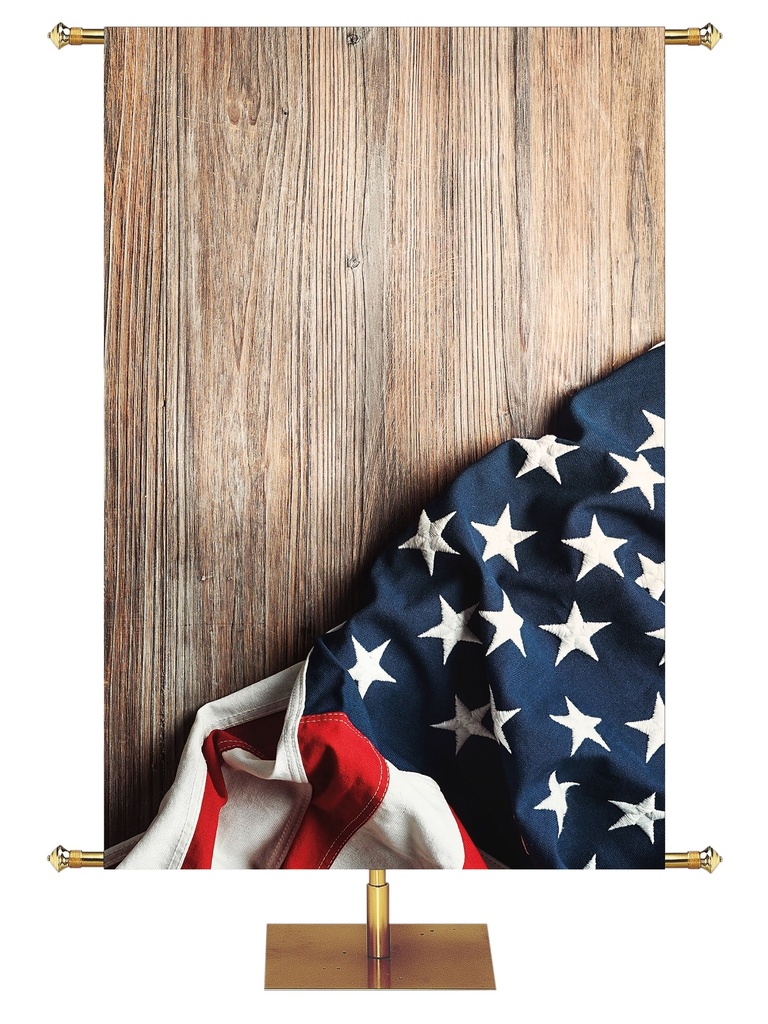 Custom Banner Patriotic In God We Trust Flag on Barn Wood