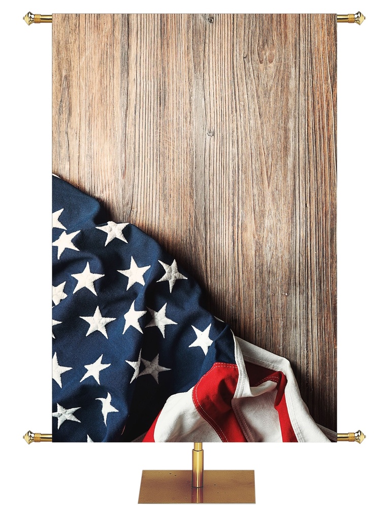 Custom Banner Patriotic One Nation Under God Flag on Barn Wood