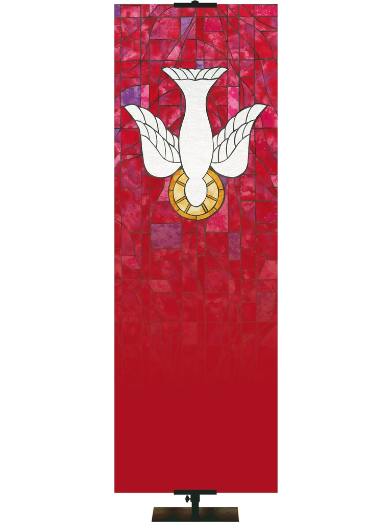 Custom Banner Stained Glass Symbols of Faith  Descending Dove