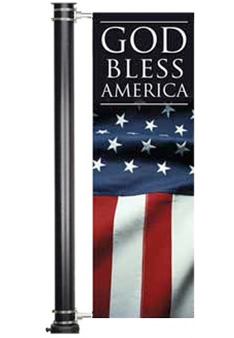 Custom Banner Light Pole Banner Welcome in Blue