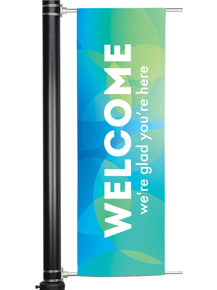 Custom Banner Light Pole Banner Welcome Blue Frost Design