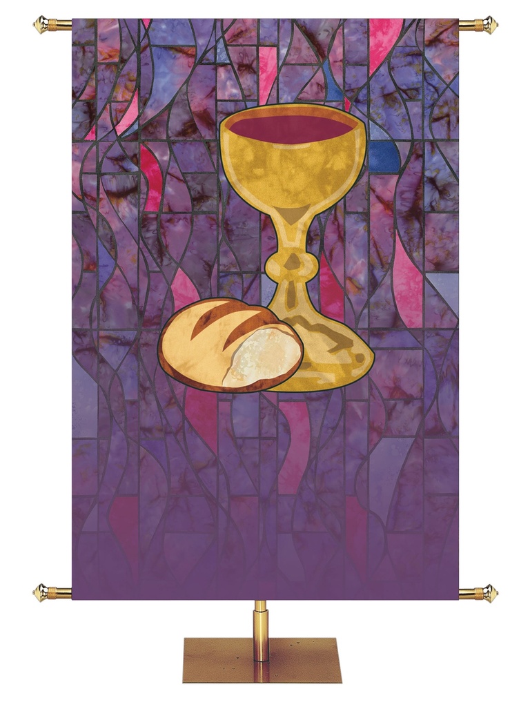 Custom Banner Stained Glass Symbols of Faith  Communion