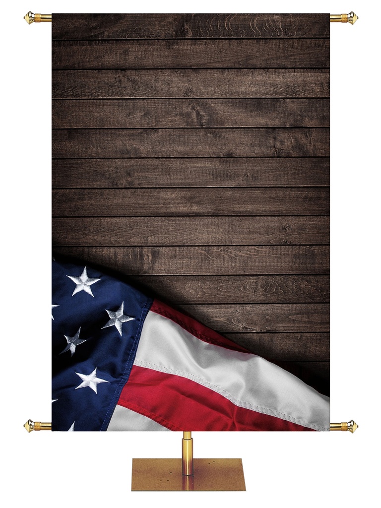 Custom Banner Patriotic One Nation Under God Flag on Wood Planks