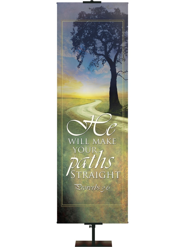 Scripture Scroll Banner He Will Make Your Paths Straight