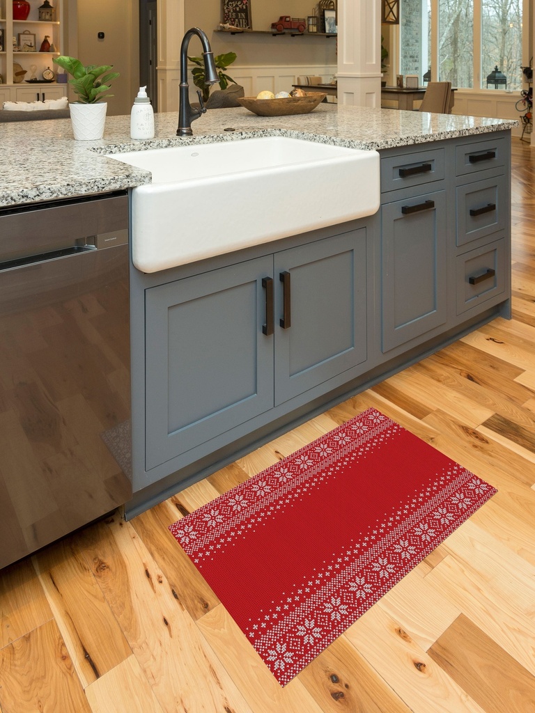 Knit Snowflakes Vinyl Kitchen Mat