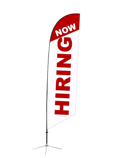 [NH5-01-ANG] Now Hiring Angled Feather Flag 5