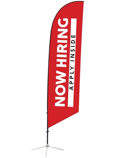 [NH1-01-ANG] Now Hiring Angled Feather Flag 1