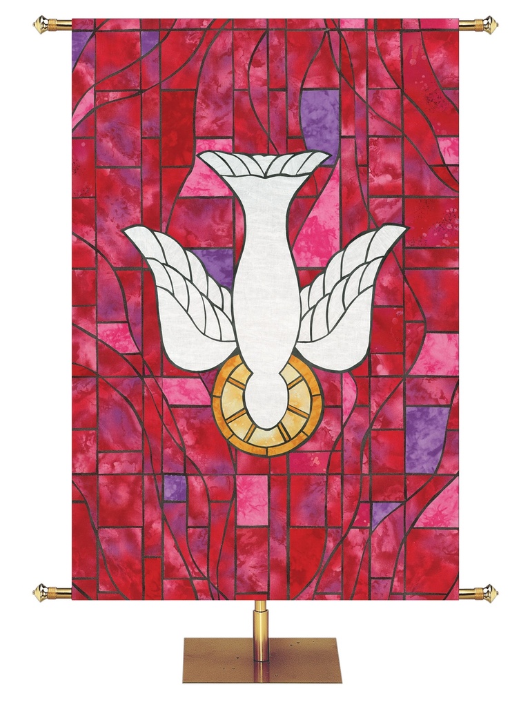 Stained Glass Symbols Of Faith Descending Dove